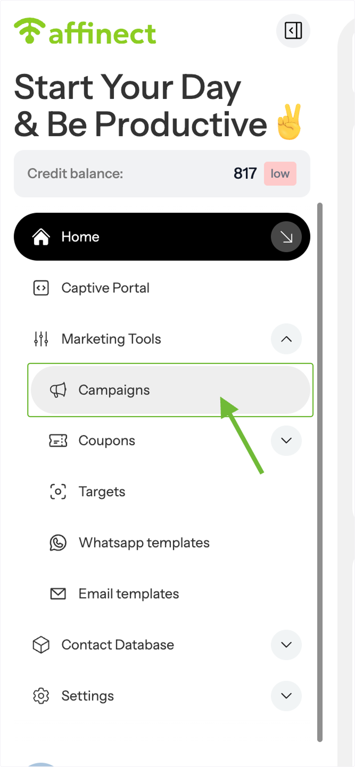 Navigate to Campaigns